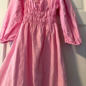 Charlie Holiday Pink Tiered Sundress with Bishop Sleeves